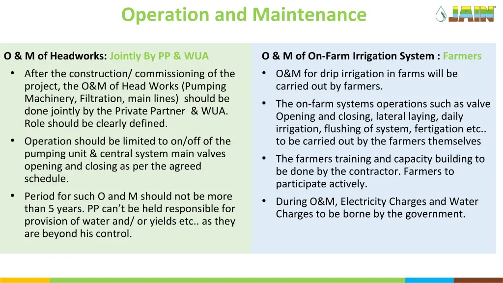 operation and maintenance