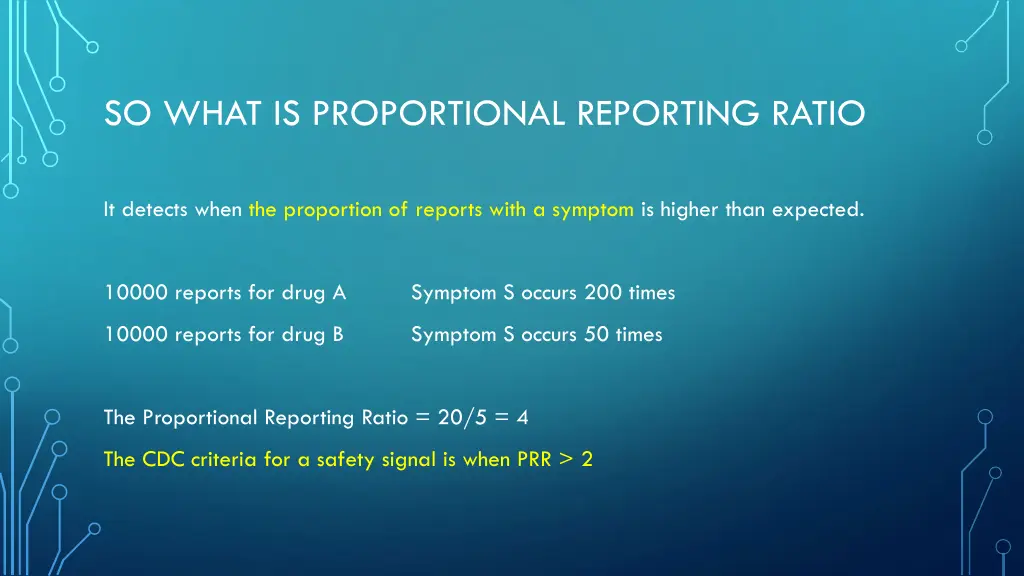 so what is proportional reporting ratio