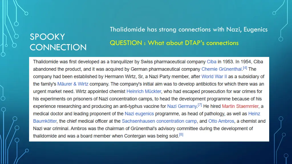 thalidomide has strong connections with nazi