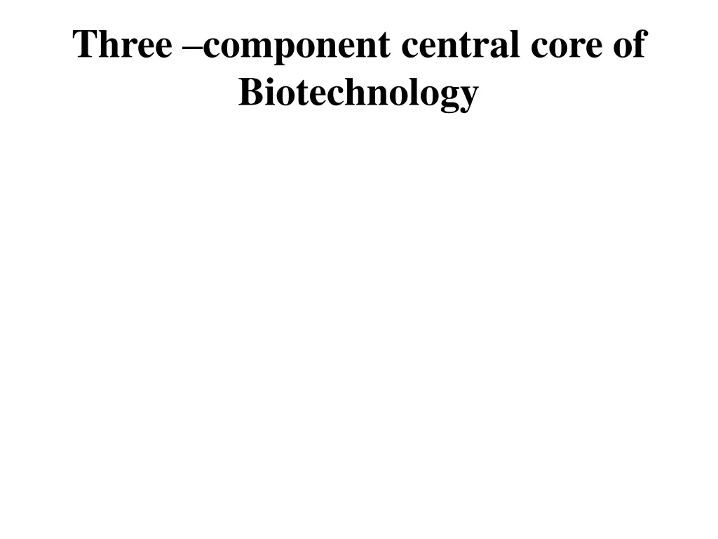 three component central core of biotechnology