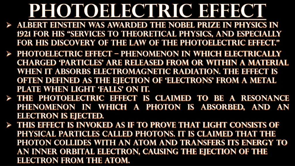 photoelectric effect albert einstein was awarded