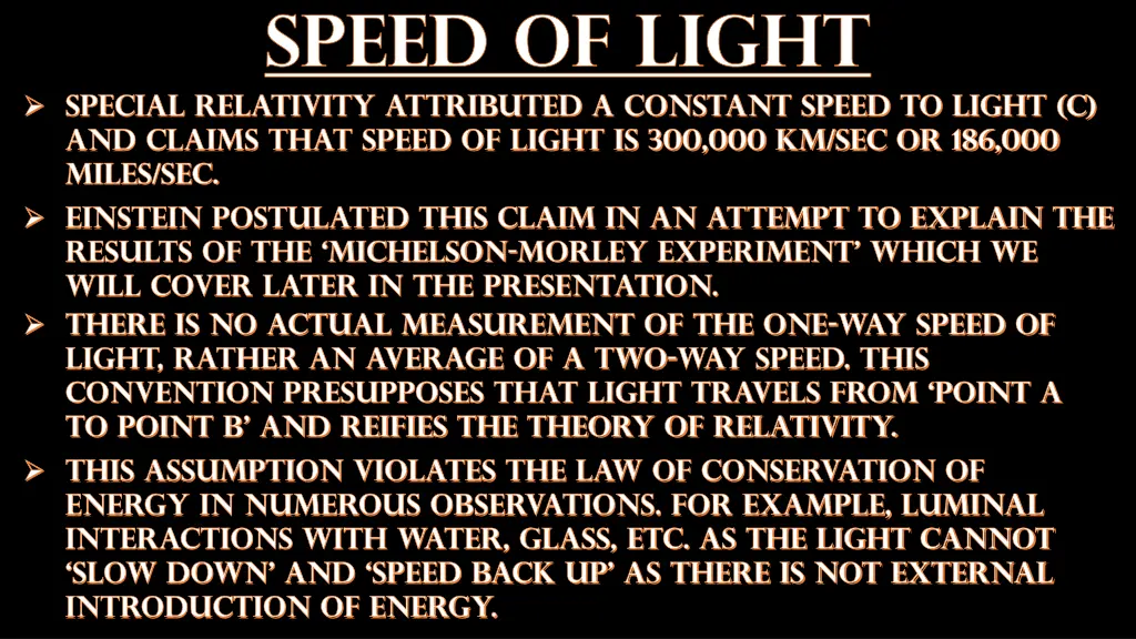 speed of light special relativity attributed