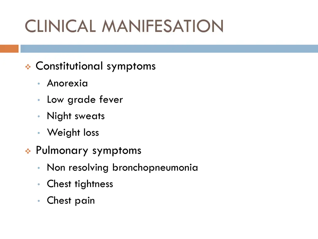 clinical manifesation