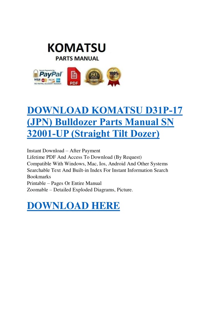 download komatsu d31p 17 jpn bulldozer parts