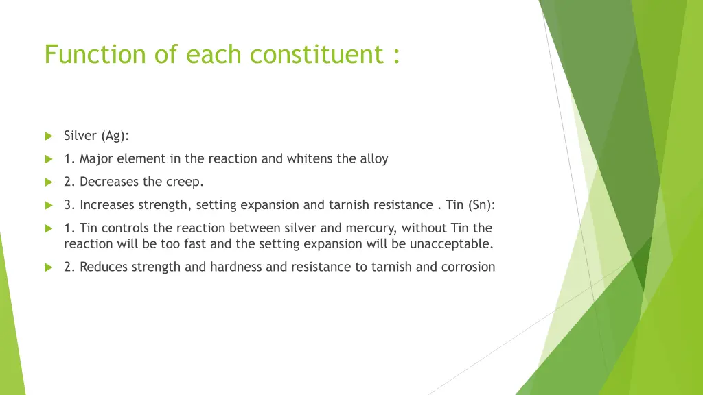 function of each constituent