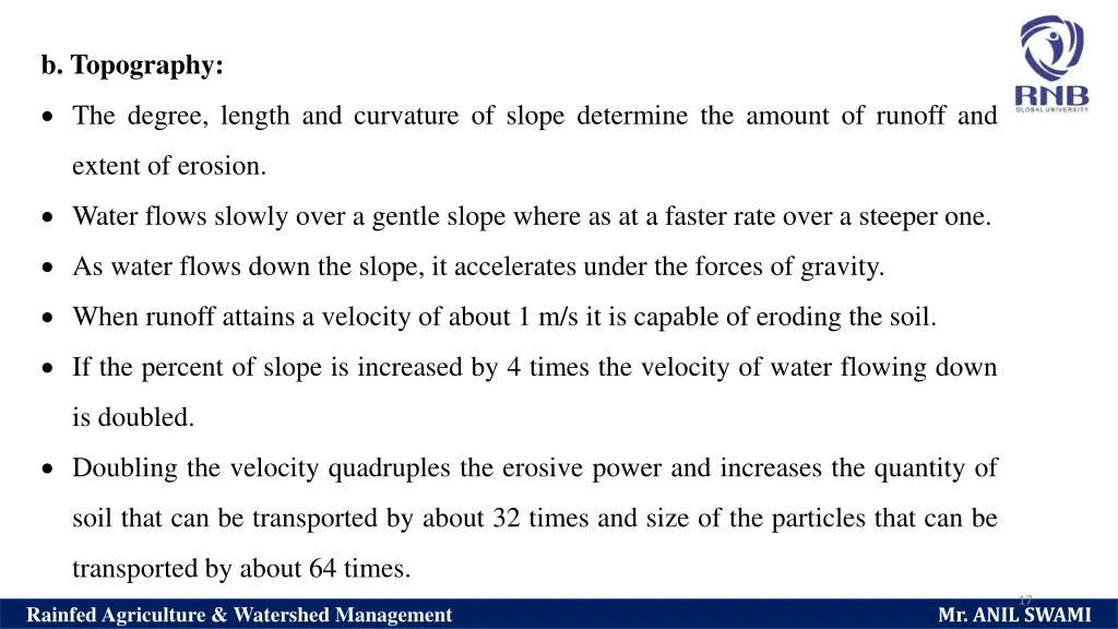 b topography