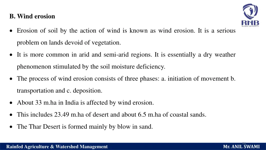 b wind erosion