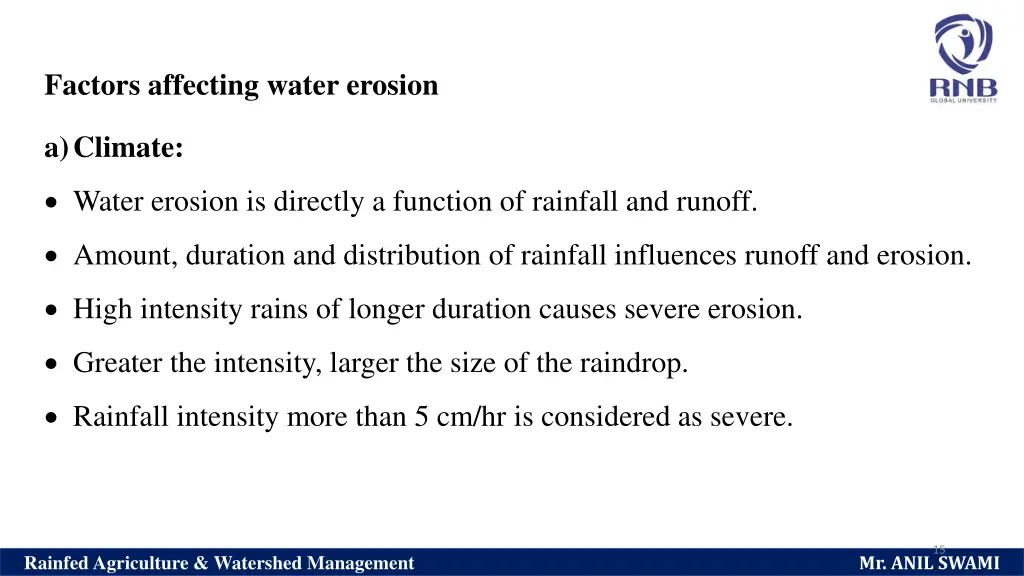 factors affecting water erosion