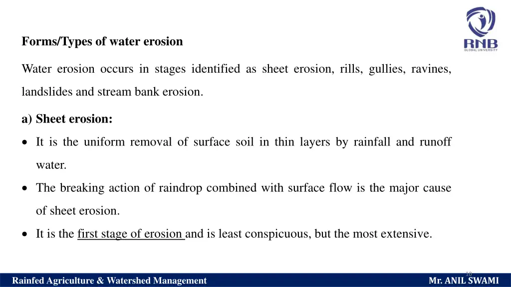 forms types of water erosion