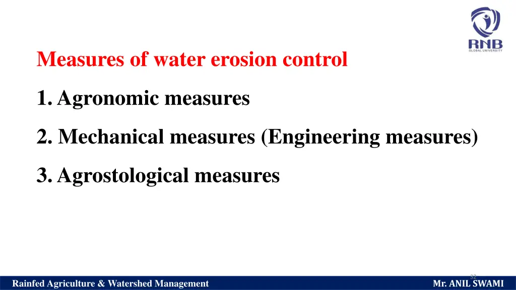 measures of water erosion control