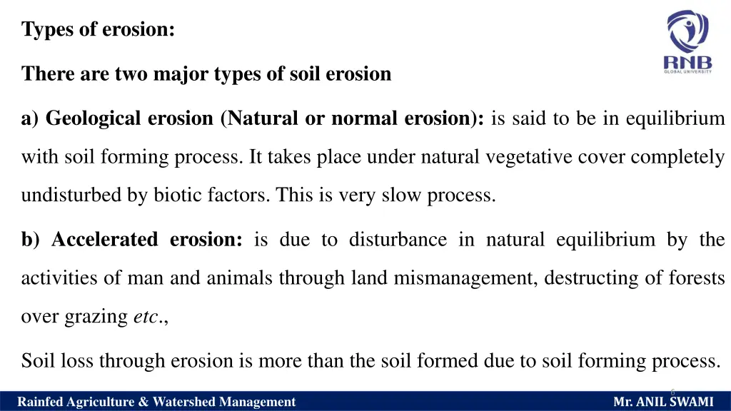 types of erosion