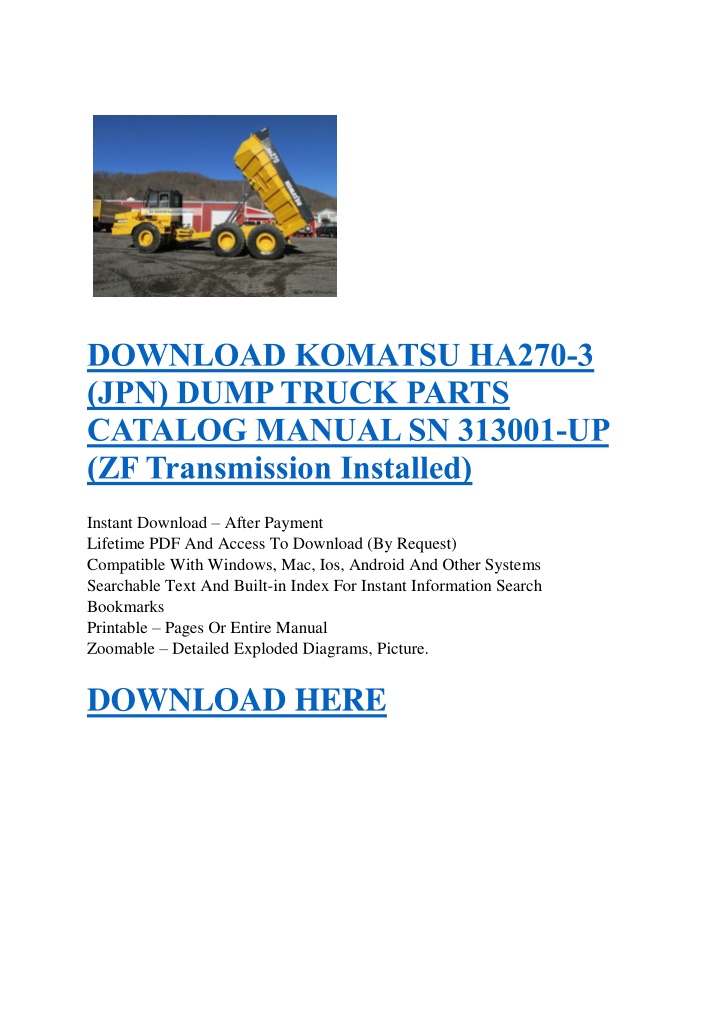 download komatsu ha270 3 jpn dump truck parts