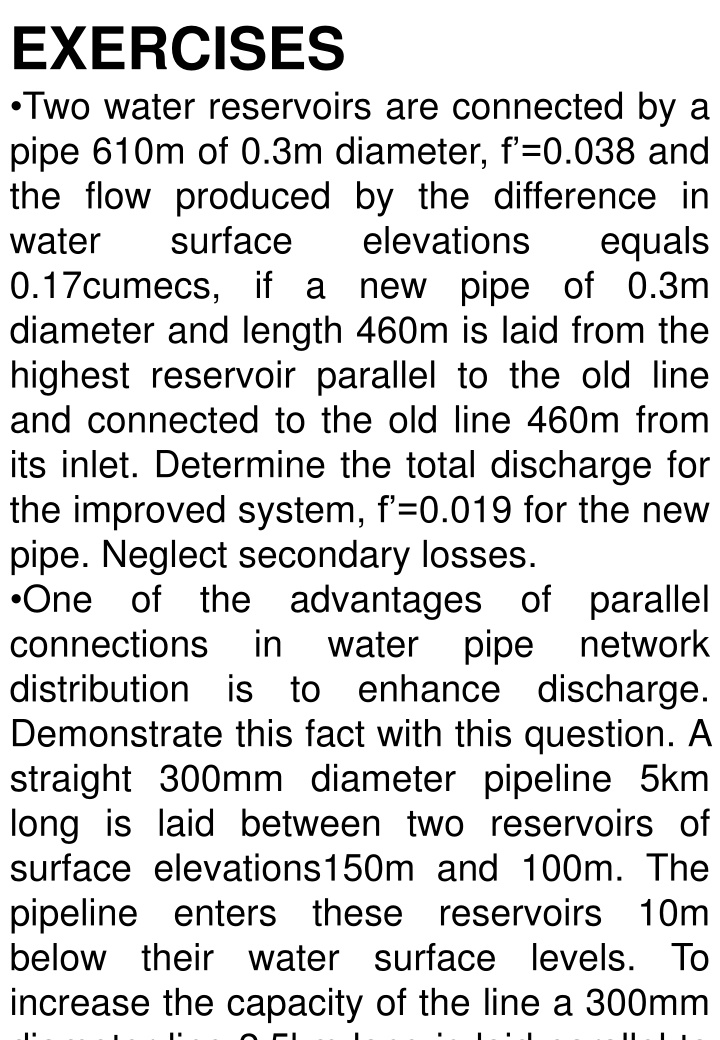 exercises two water reservoirs are connected