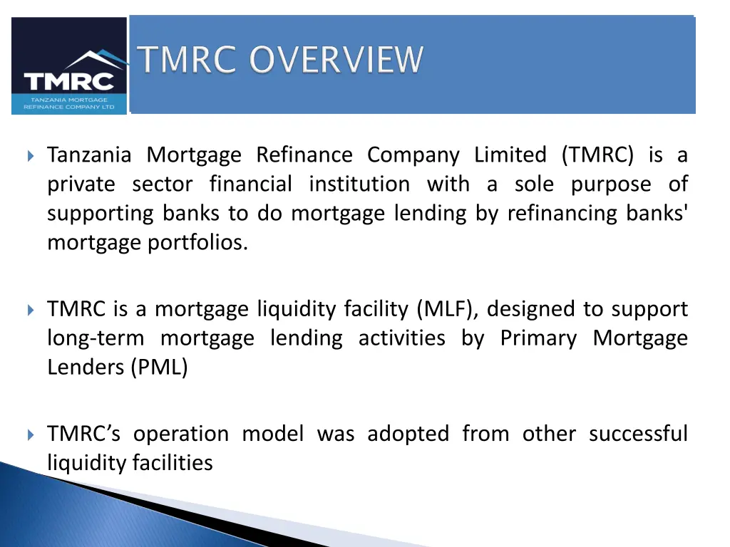 tanzania mortgage refinance company limited tmrc