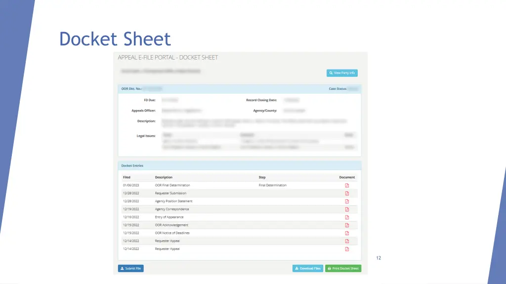 docket sheet