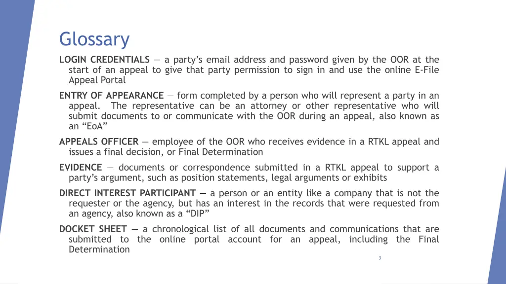 glossary login credentials a party s email