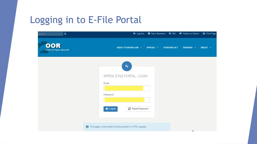 logging in to e file portal