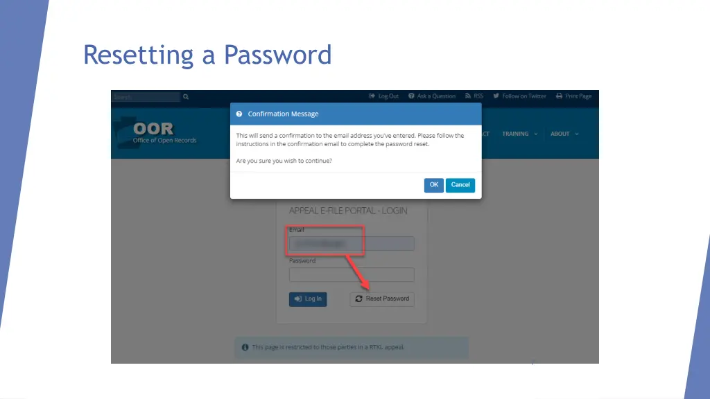 resetting a password