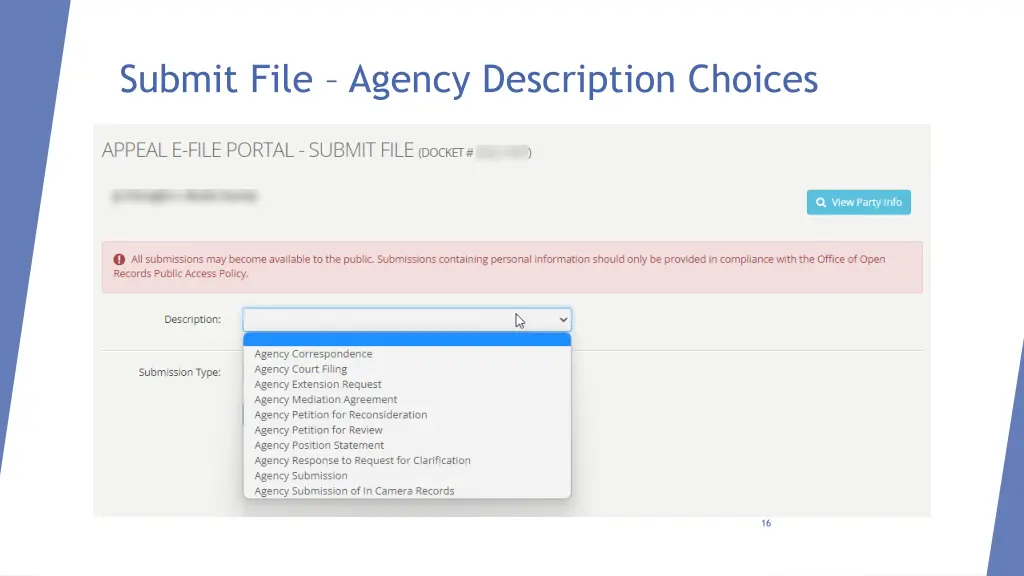 submit file agency description choices