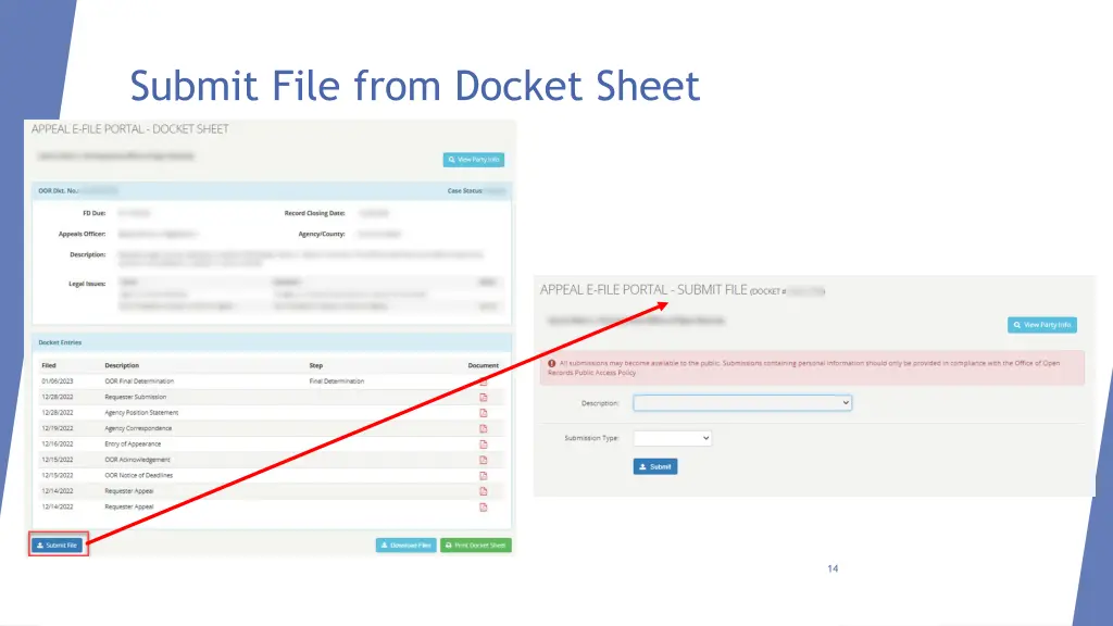 submit file from docket sheet