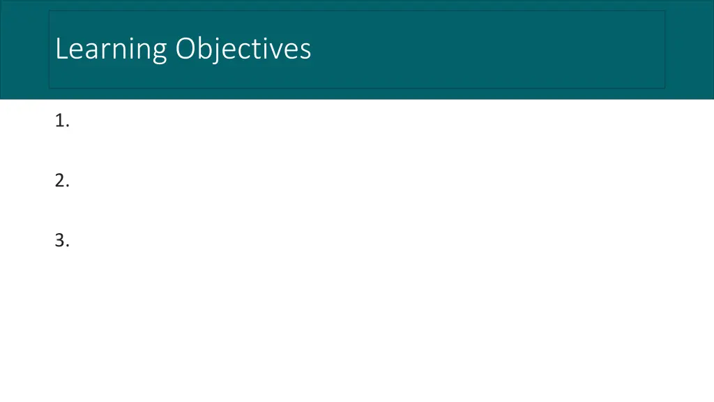 learning objectives