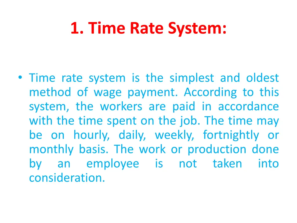 1 time rate system