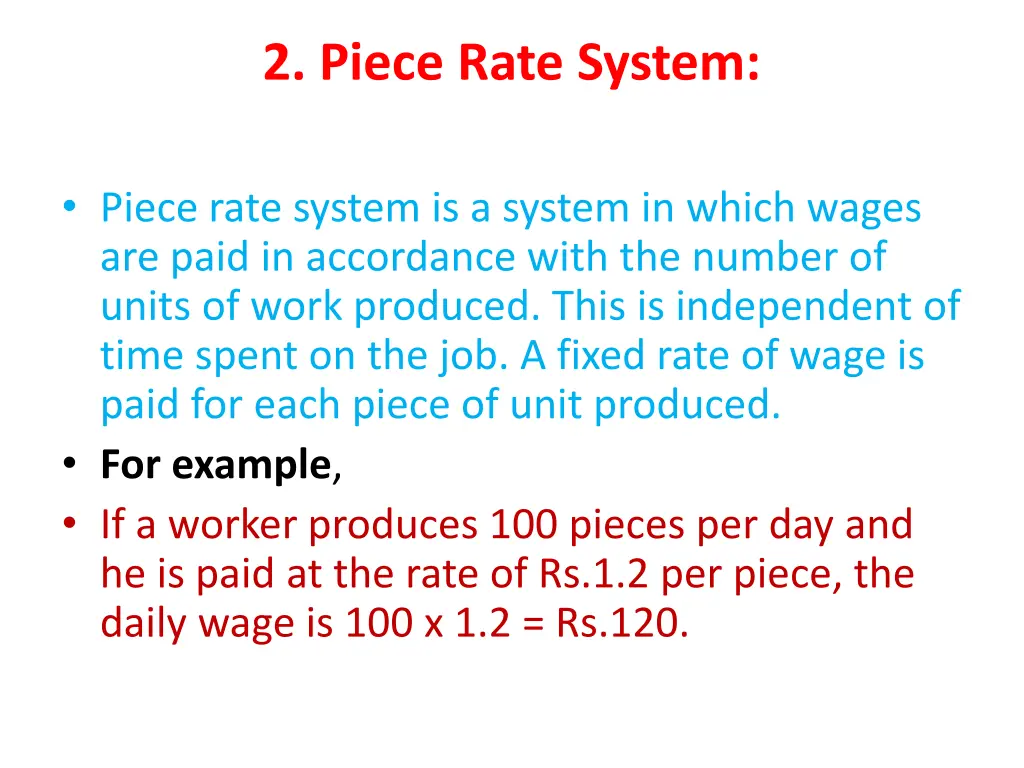 2 piece rate system