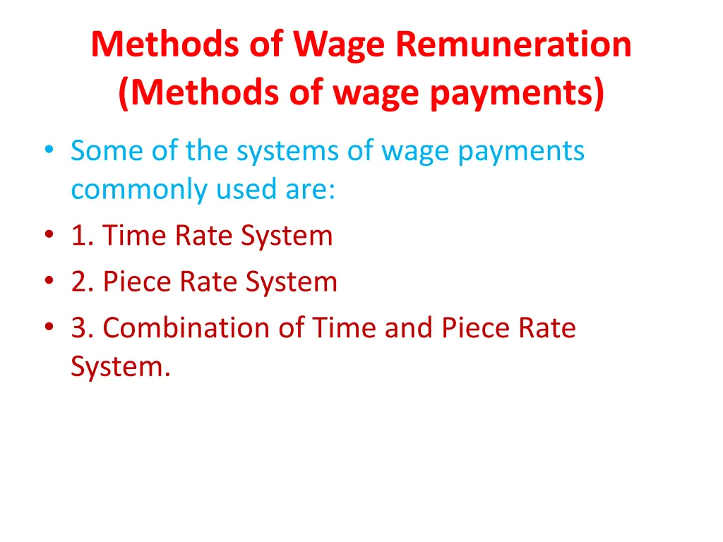 methods of wage remuneration methods of wage