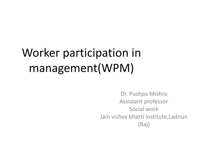 worker participation in management wpm