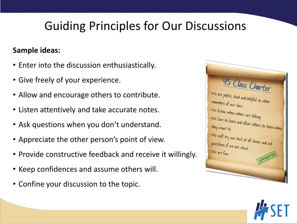 guiding principles for our discussions