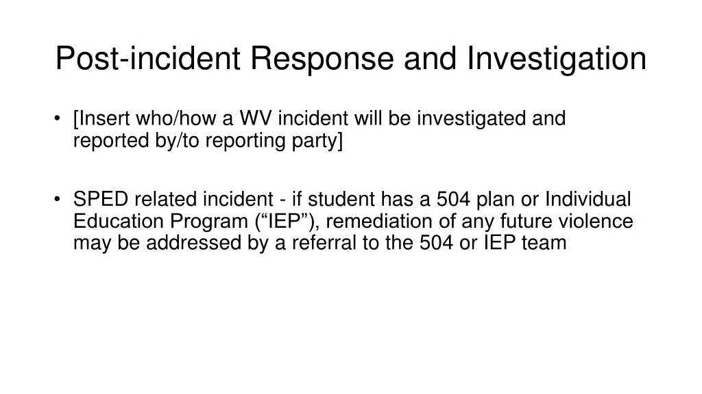 post incident response and investigation