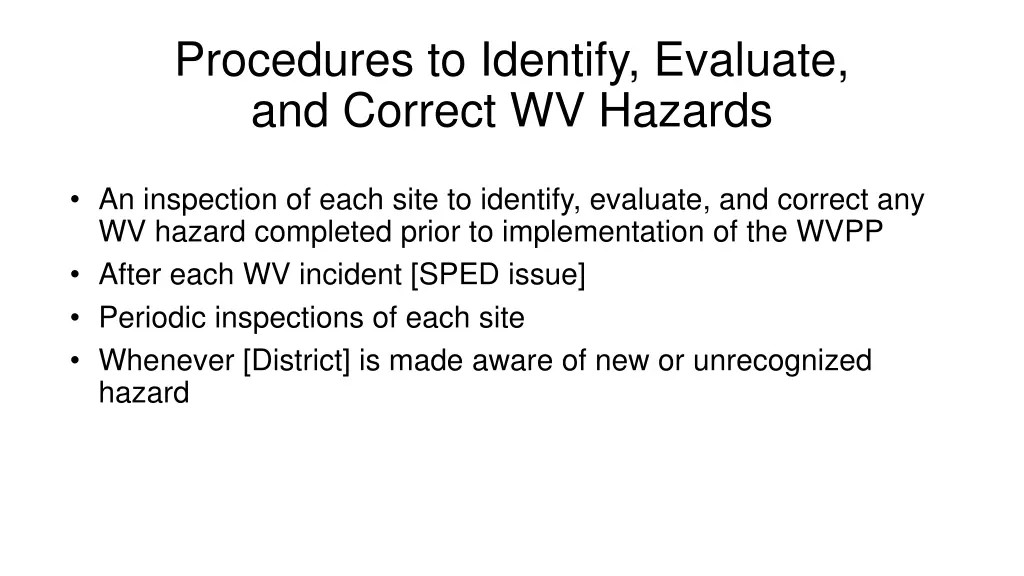 procedures to identify evaluate and correct