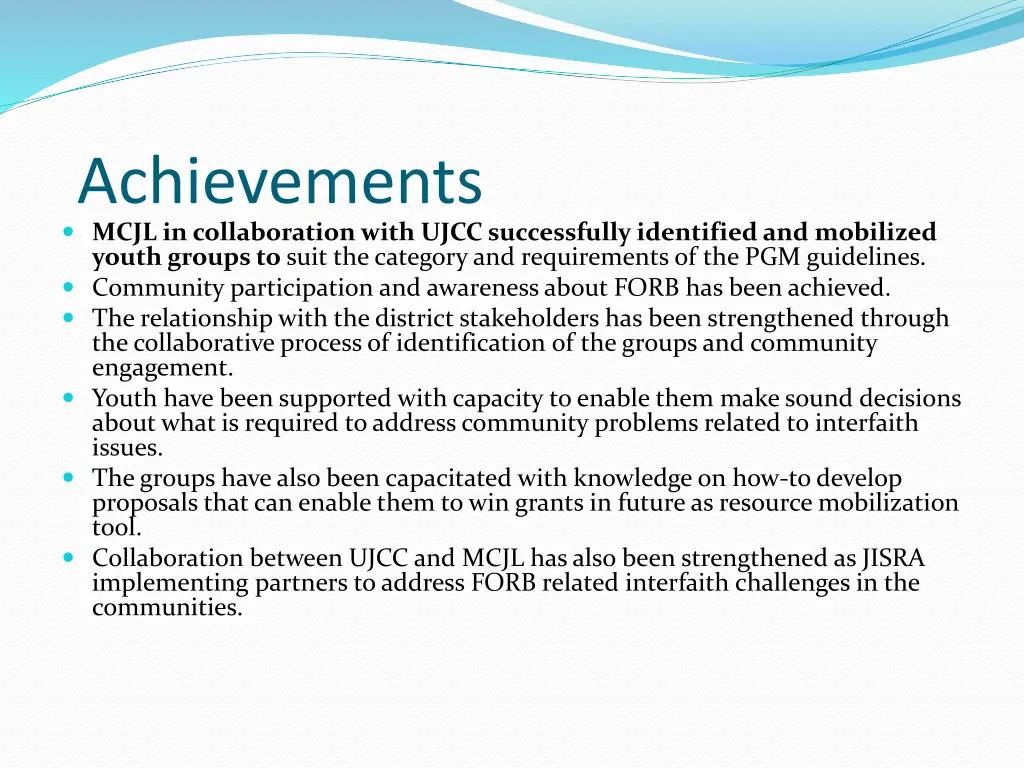 achievements mcjl in collaboration with ujcc