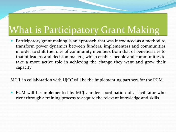 what is participatory grant making