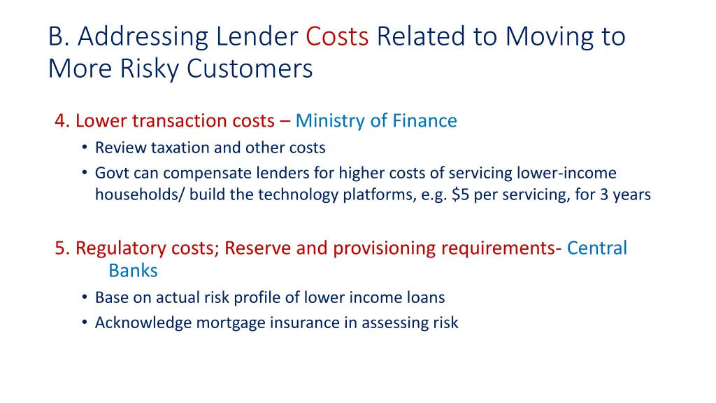 b addressing lender costs related to moving