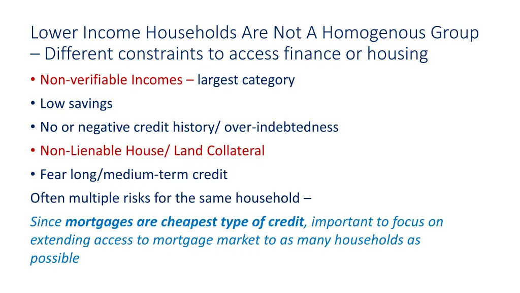 lower income households are not a homogenous