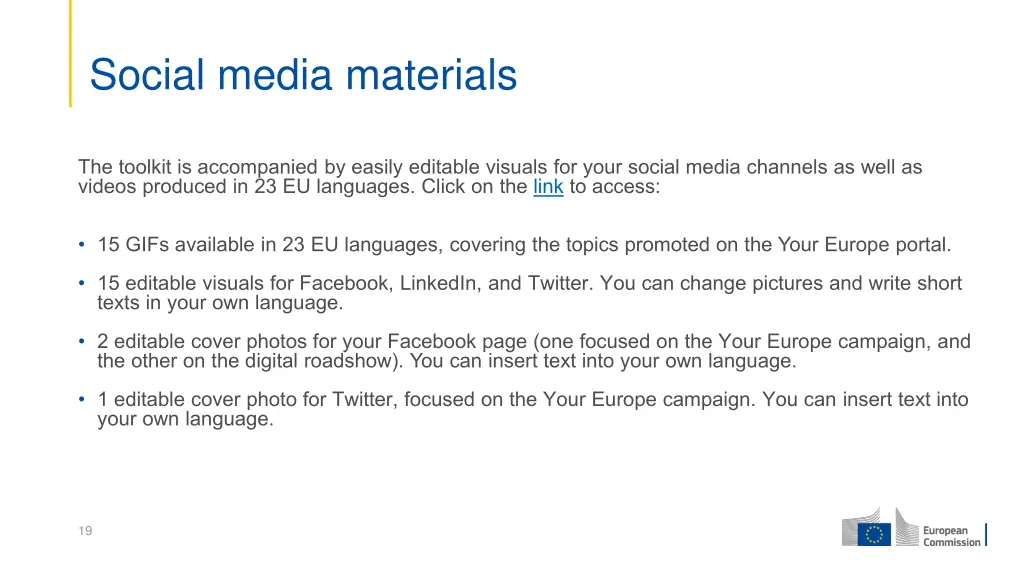 social media materials