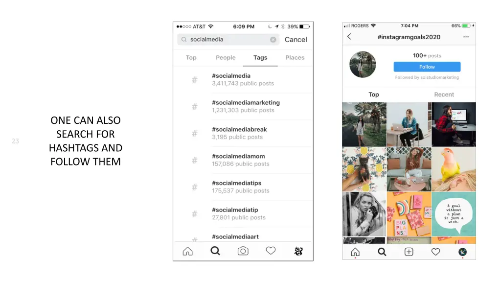one can also search for hashtags and follow them