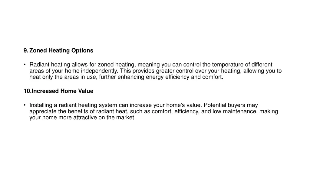 9 zoned heating options