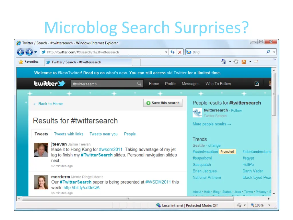 microblog search surprises