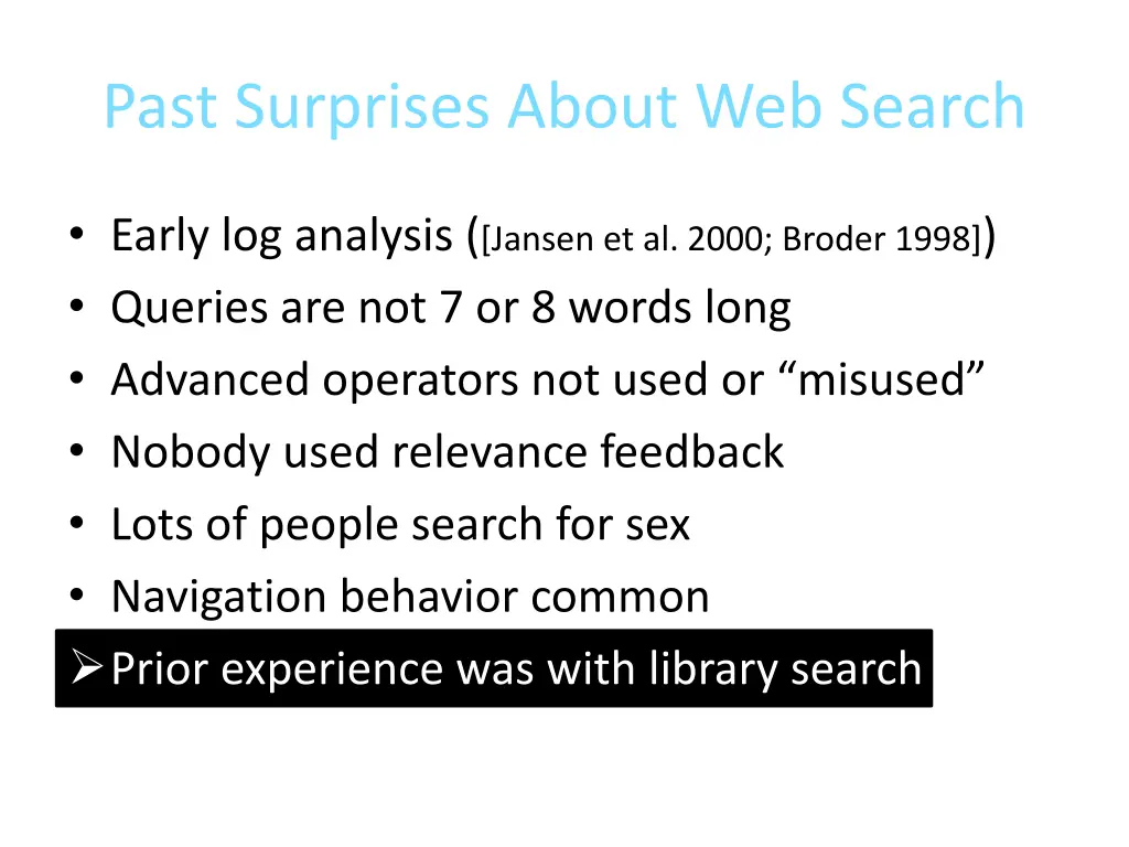 past surprises about web search