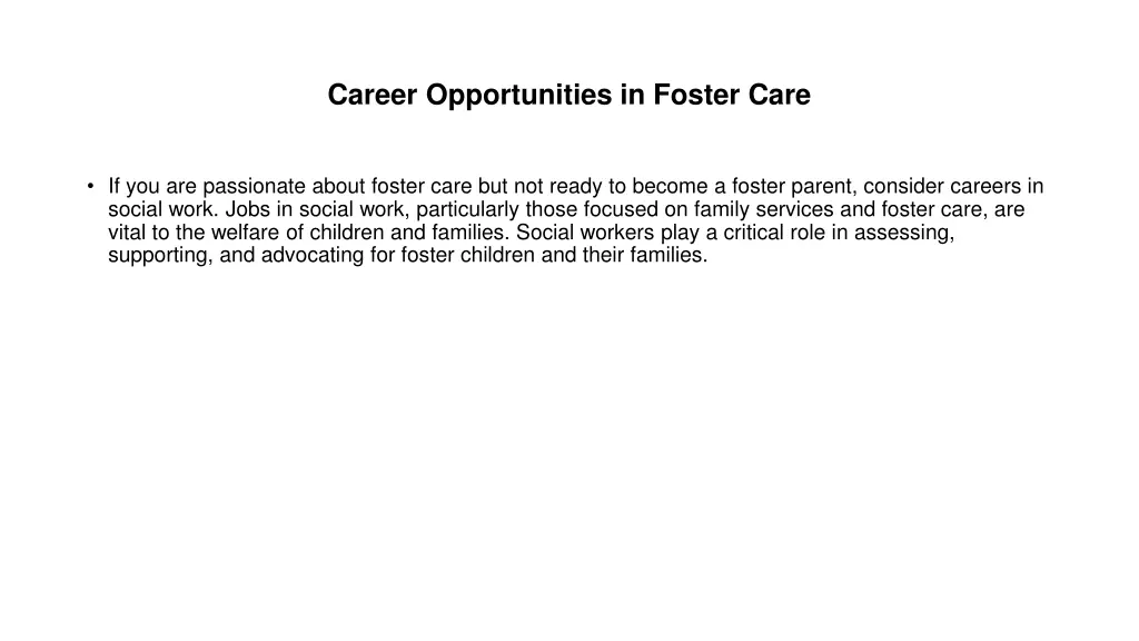 career opportunities in foster care