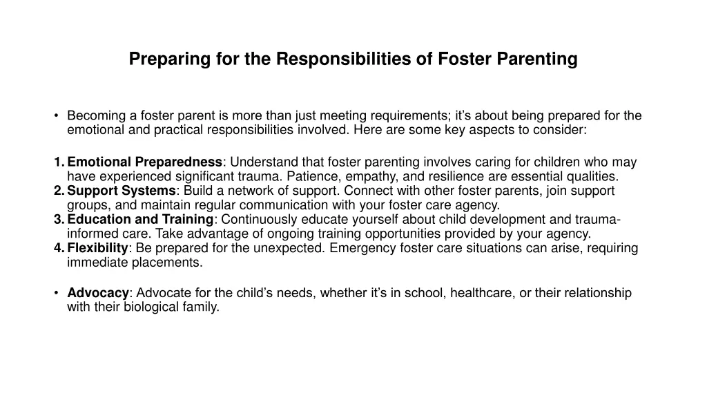 preparing for the responsibilities of foster