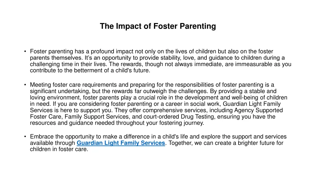 the impact of foster parenting