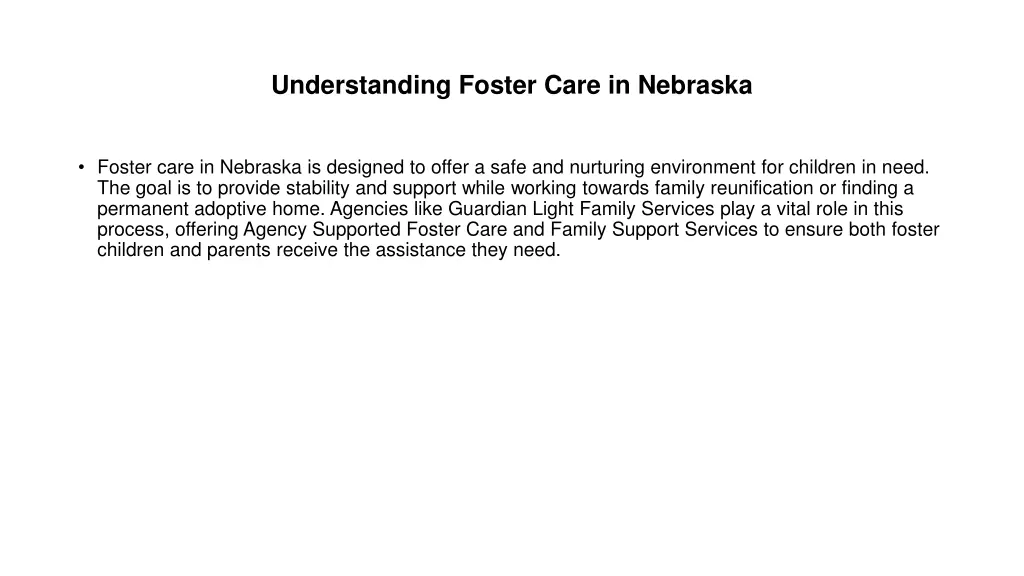 understanding foster care in nebraska