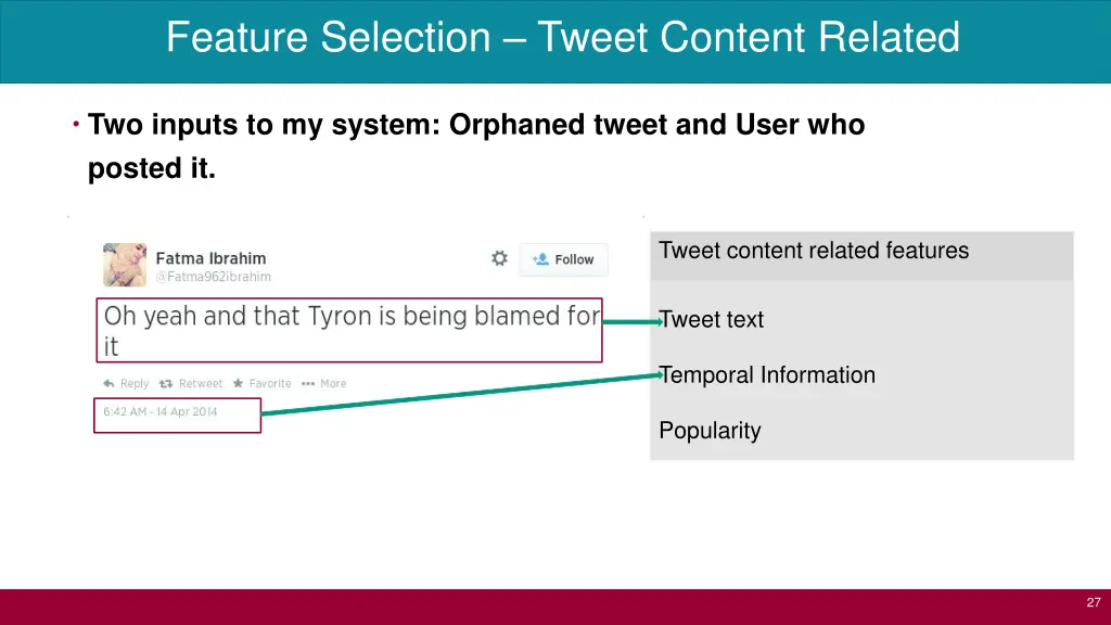 feature selection tweet content related