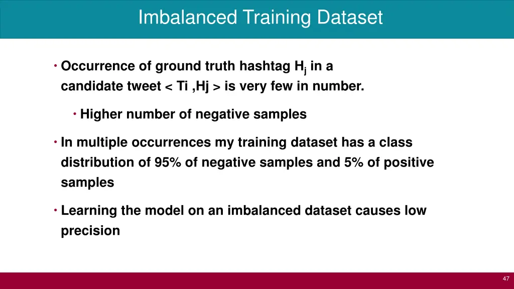 imbalanced training dataset