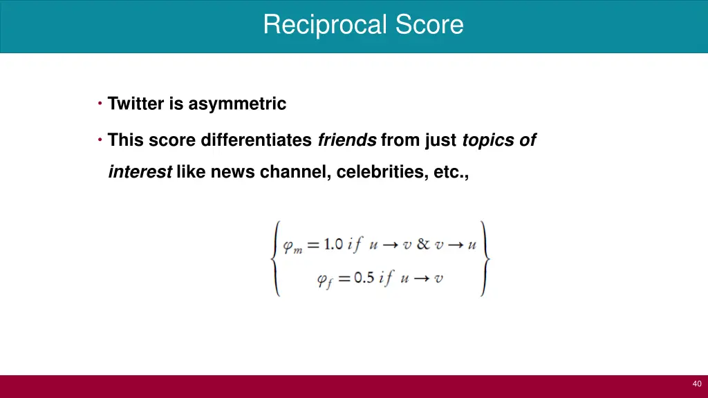 reciprocal score