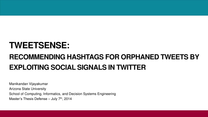 tweetsense recommending hashtags for orphaned