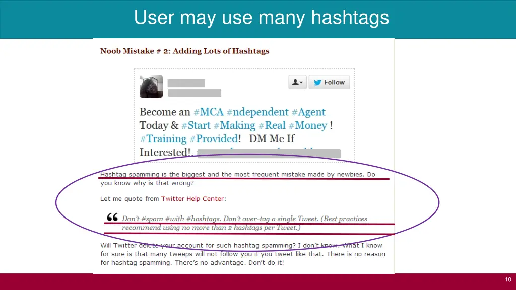 user may use many hashtags